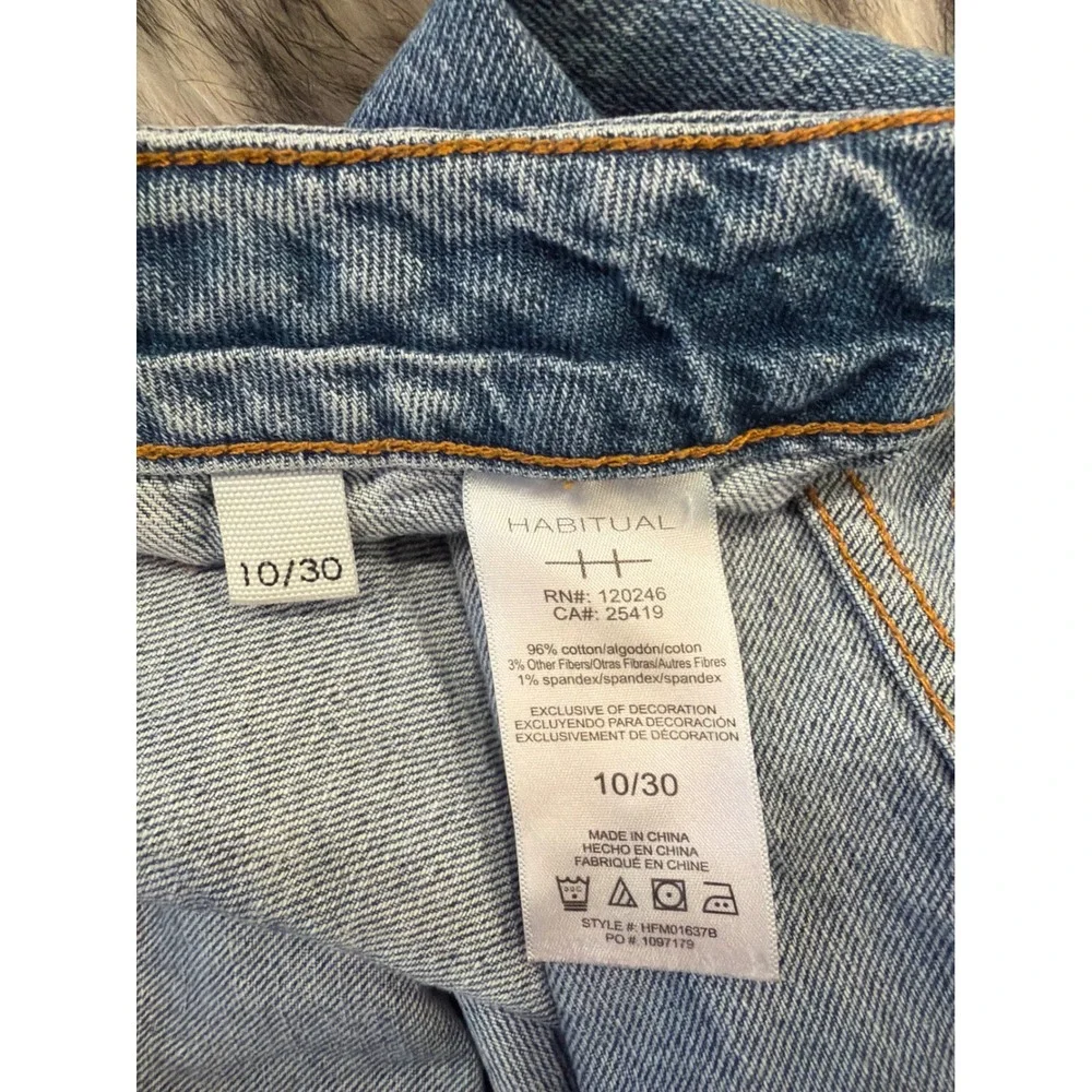 Habitual Denver Wide Crop Jeans Blue High Rise Braided Waist Raw Hem 10/30